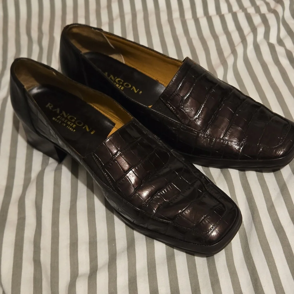 Rangoni Dark Brown Croc-Embossed Loafers Size 8‎ 1/2 - Picture 2 of 7